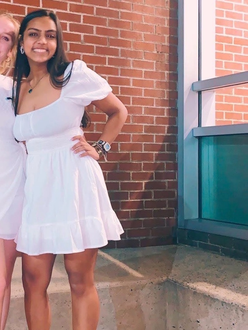 White Puff-Sleeve Mini Dress